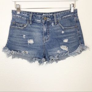 FREE PEOPLE distressed cut-off jean shorts | 26